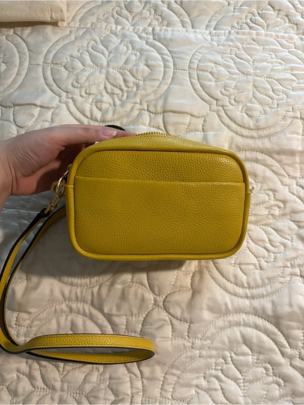 Tory Burch Yellow Pebbled Leather Crossbody Bag